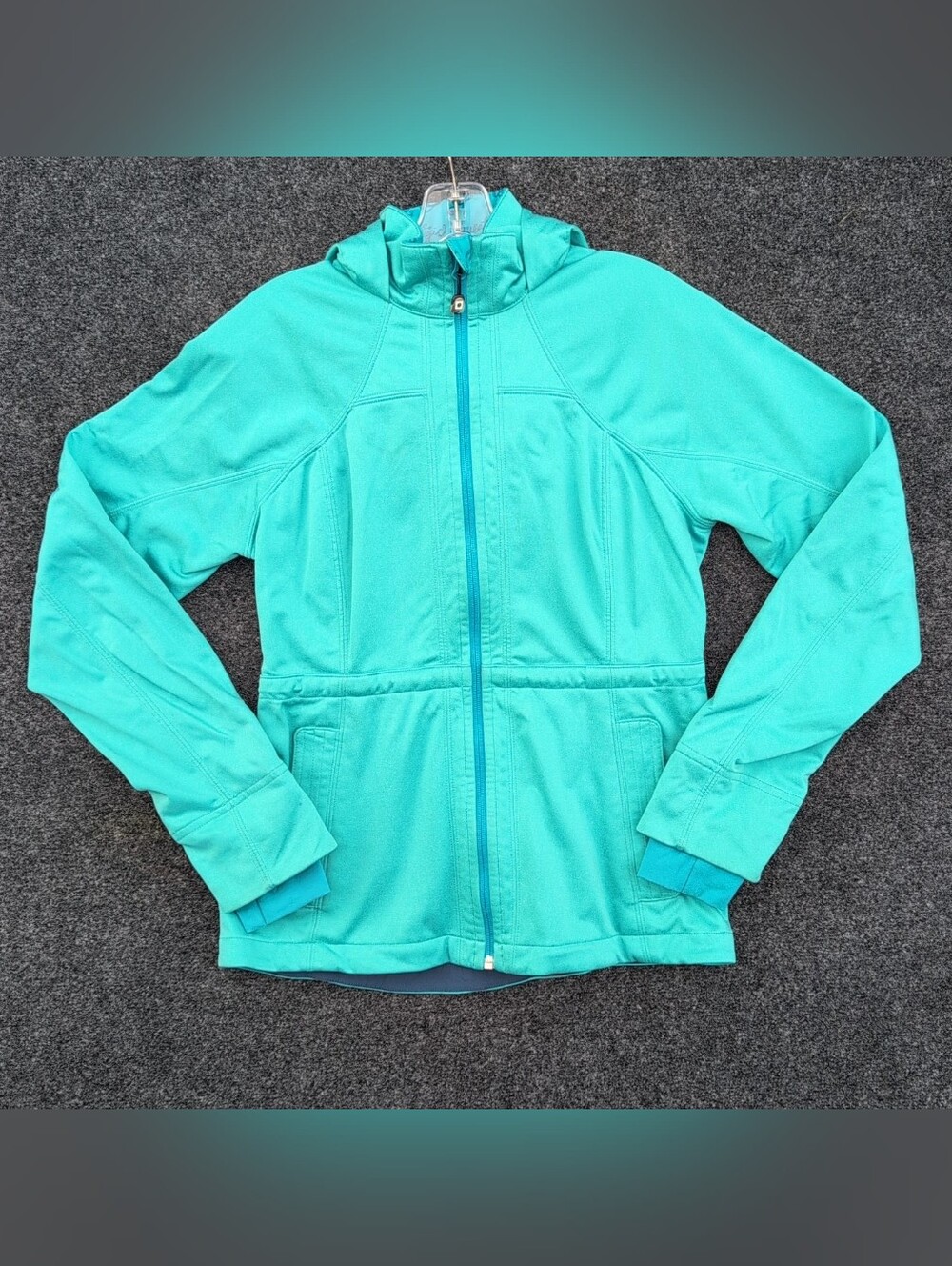 Lululemon Jacket Womens 8 Teal Full Zip Athletic Running Lightweight Thumb Holes